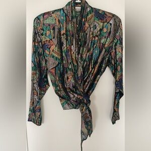 Vintage Colourful Metallic 2-Piece Blouse/Tank Top Set